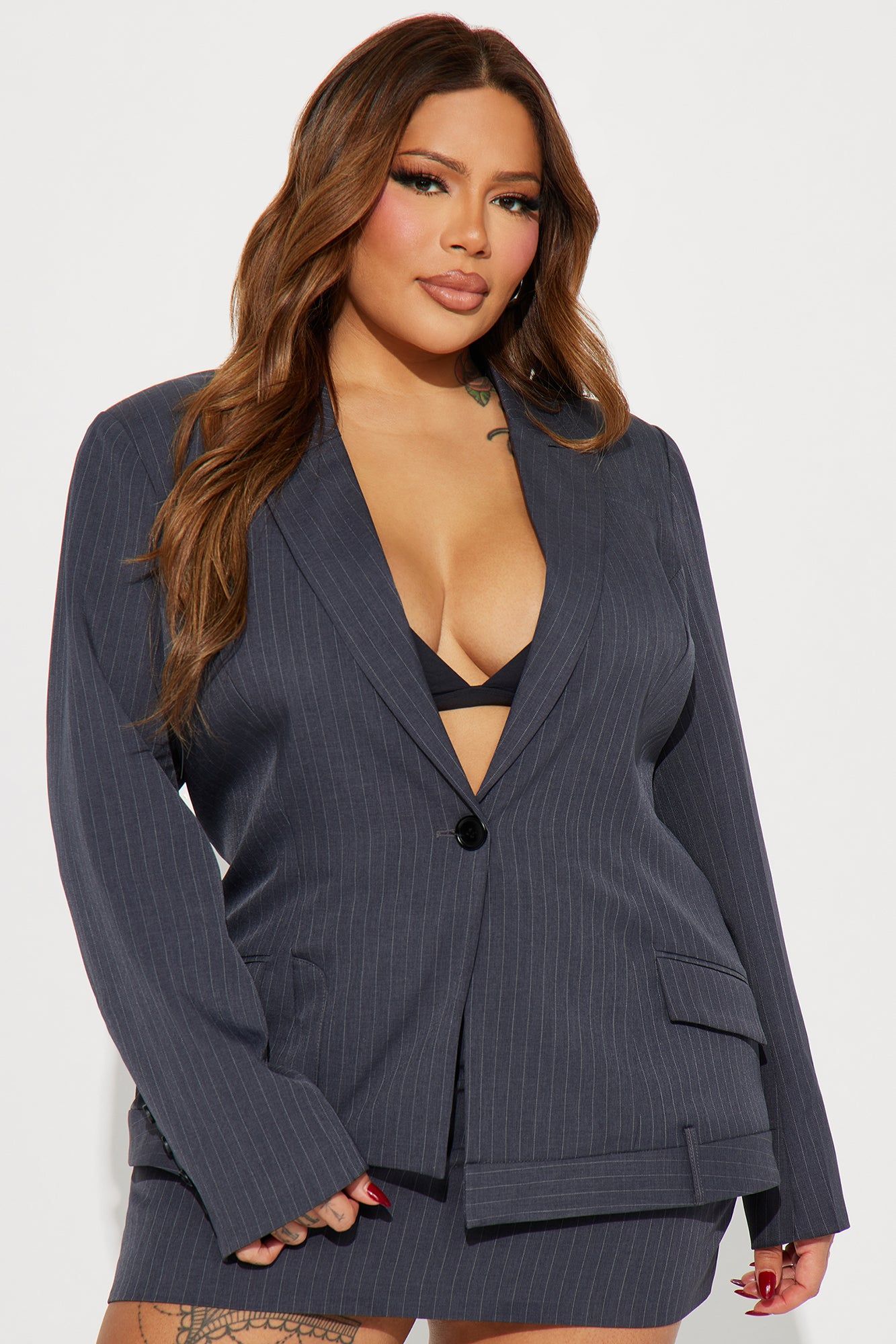 Nessa Blazer Skirt Set - Grey sold by Fashion Nova product image thumbnail 5