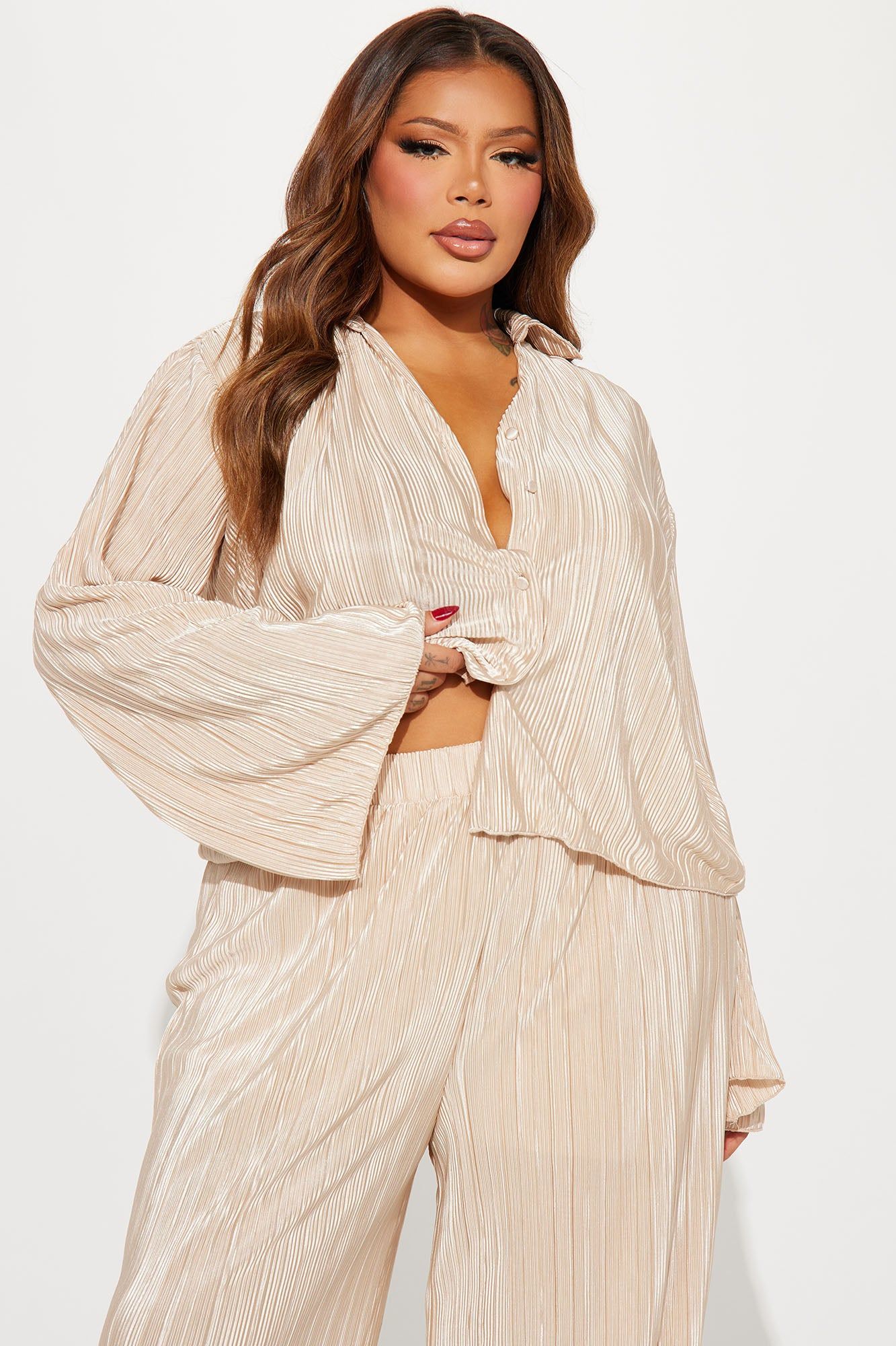 Simply Yours Plisse Pant Set - Champagne sold by Fashion Nova product image thumbnail 5