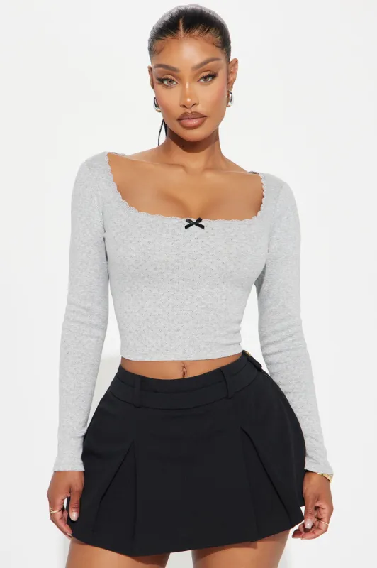 Sweet Thing Long Sleeve Top - Heather Grey sold by Fashion Nova