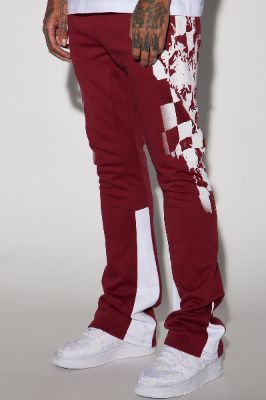 Finish Line Flared Sweatpants - Burgundy sold by Fashion Nova