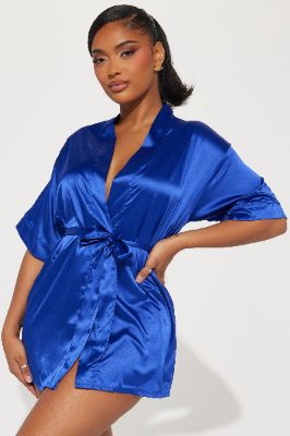 Getting Ready For You Satin Robe - Royal sold by Fashion Nova