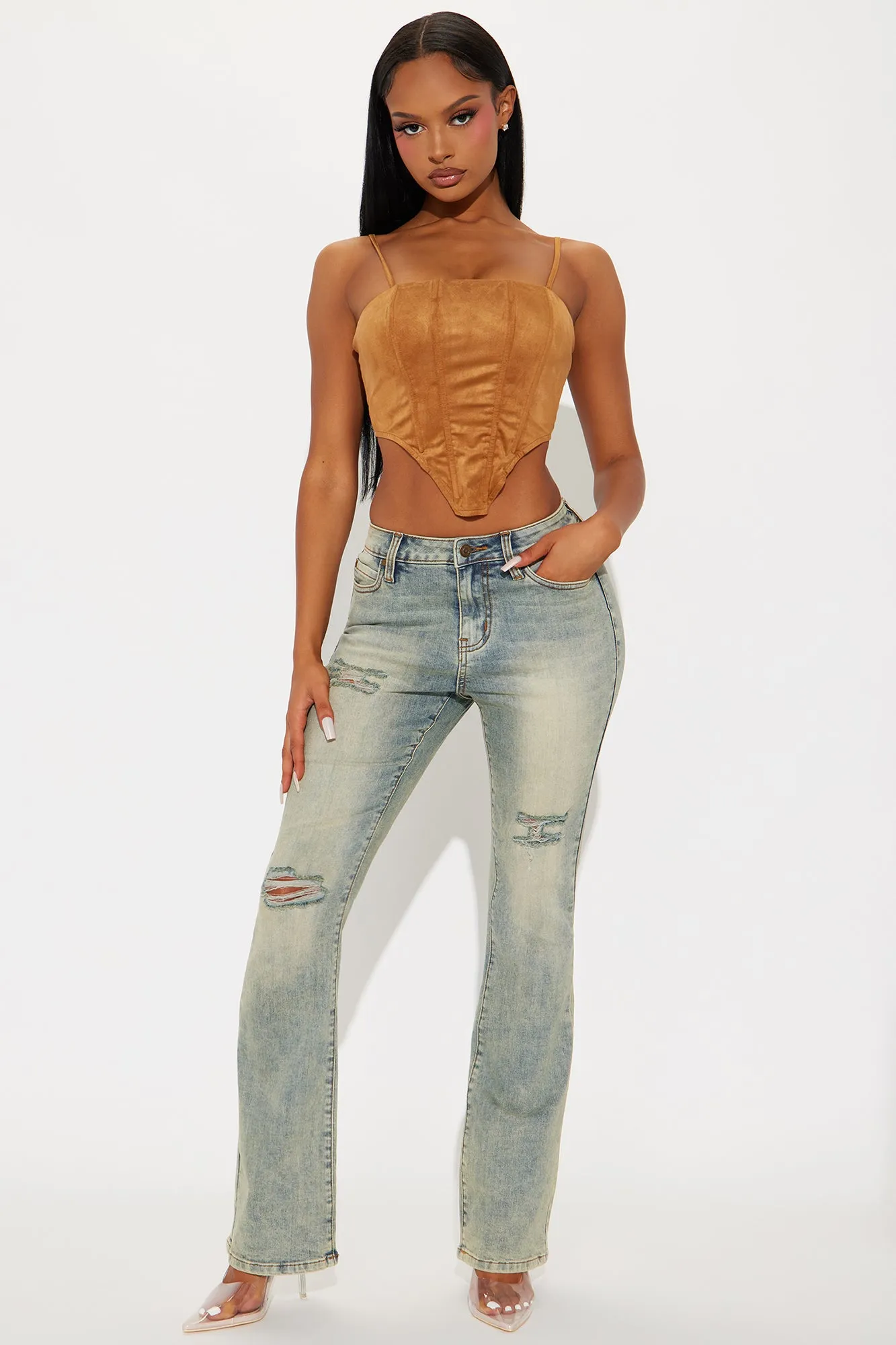 Bridget Distressed Bootcut Jeans - Vintage Wash sold by Fashion Nova