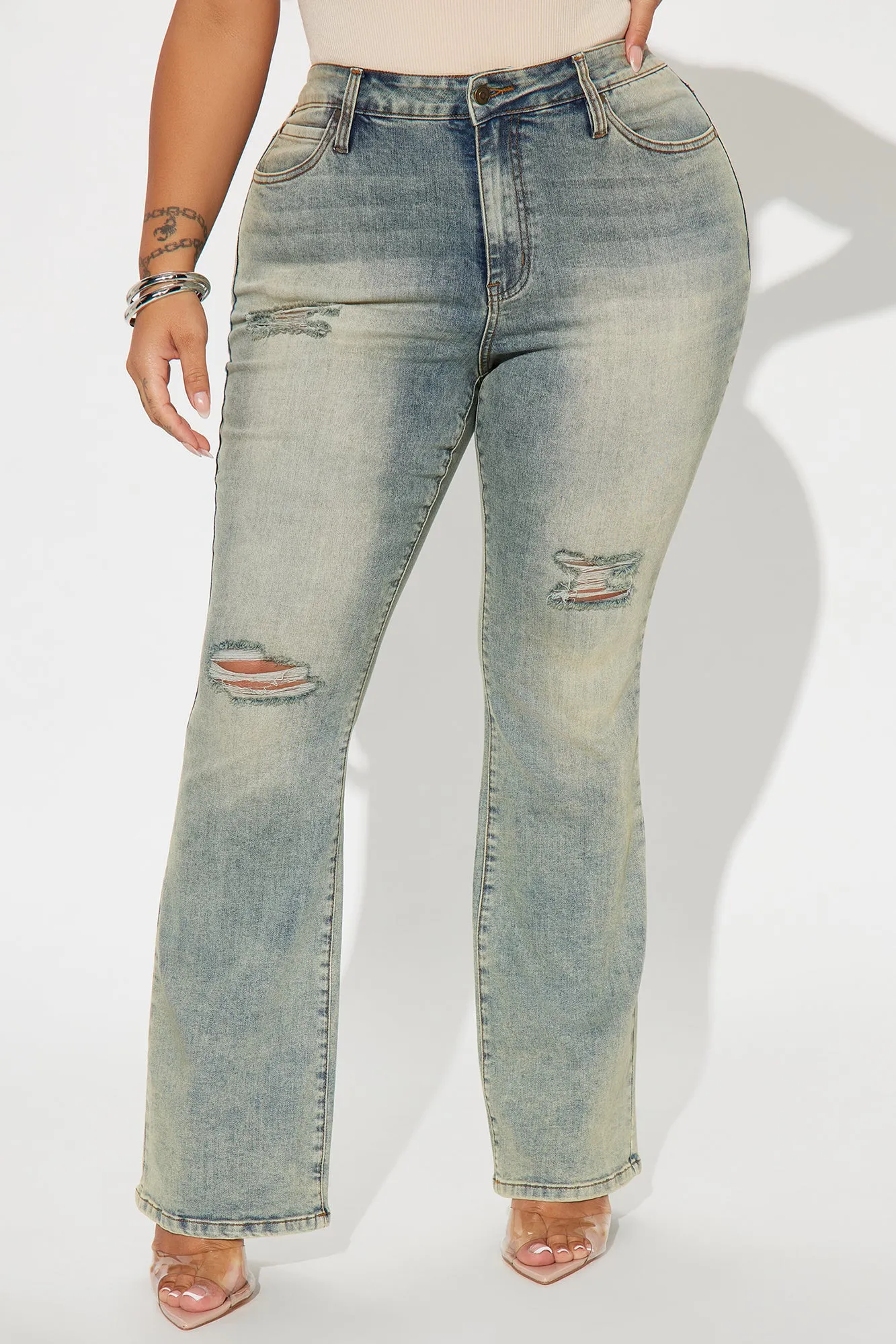 Bridget Distressed Bootcut Jeans - Vintage Wash sold by Fashion Nova product image thumbnail 5