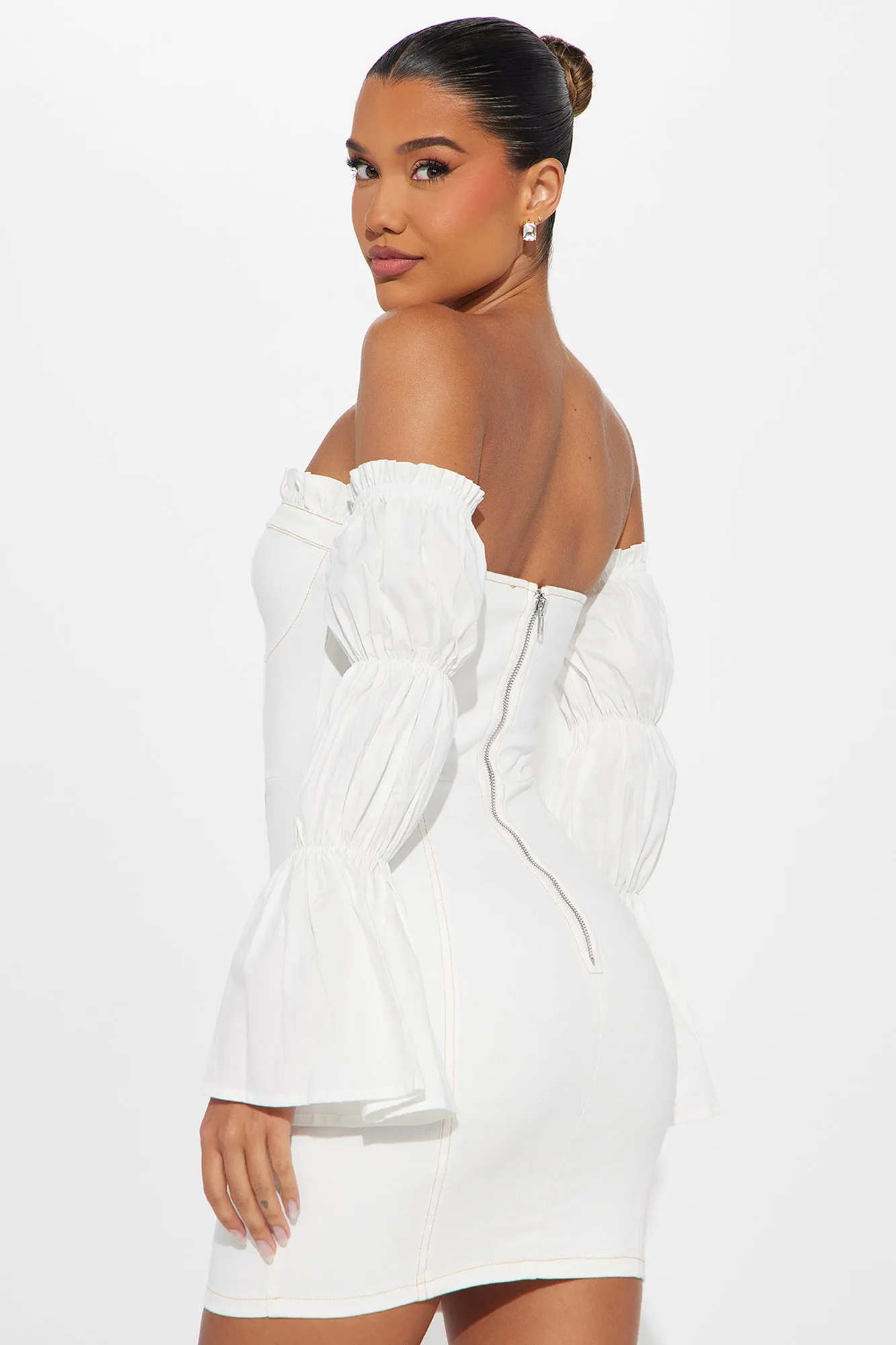 Lace-Up Lovestruck Denim Mini Dress - White sold by Fashion Nova product image thumbnail 3