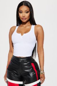 Leah Ribbed Tank Top - White sold by Fashion Nova