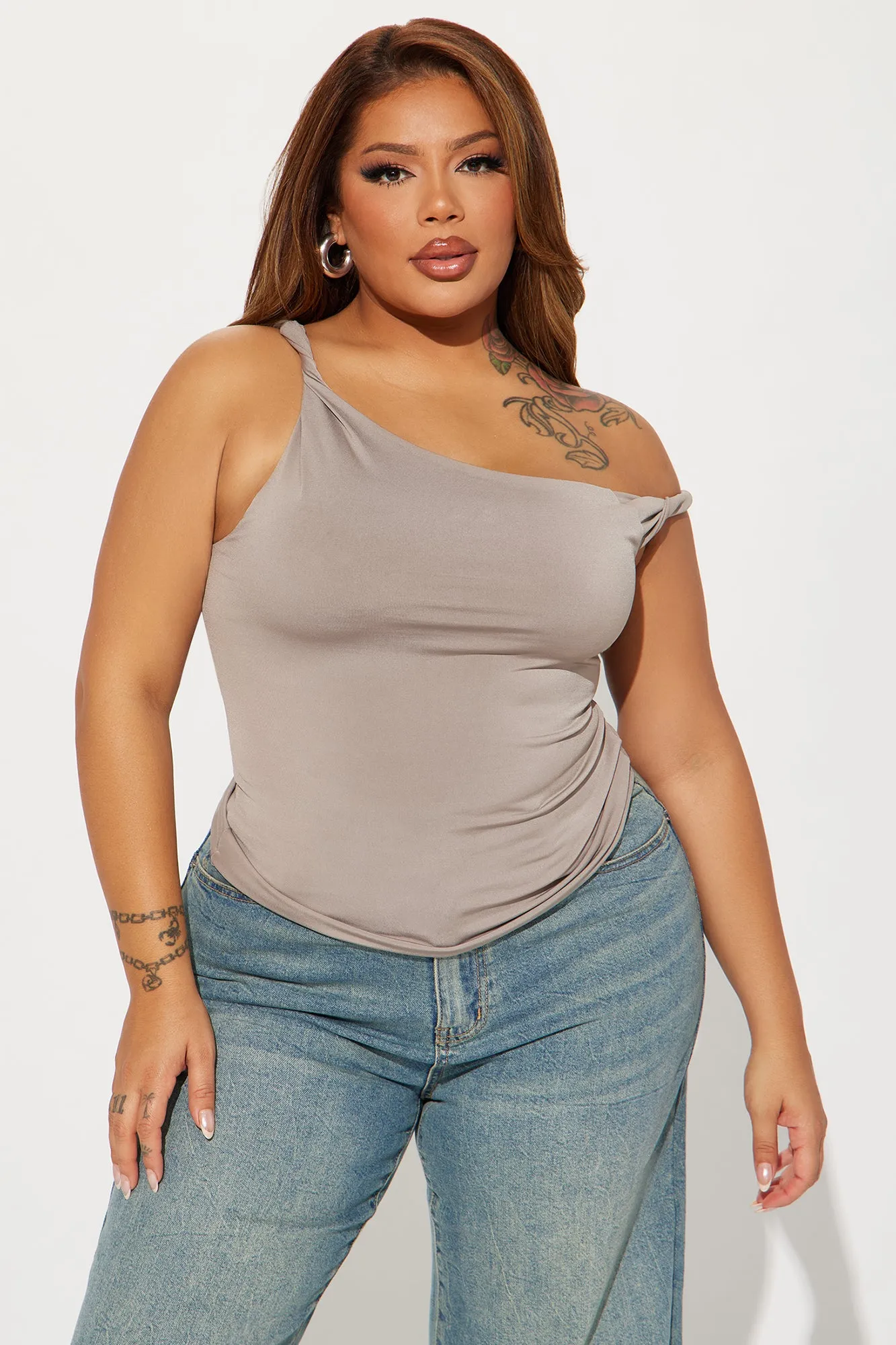 On Replay Twist Shoulder Top - Stone sold by Fashion Nova product image thumbnail 5