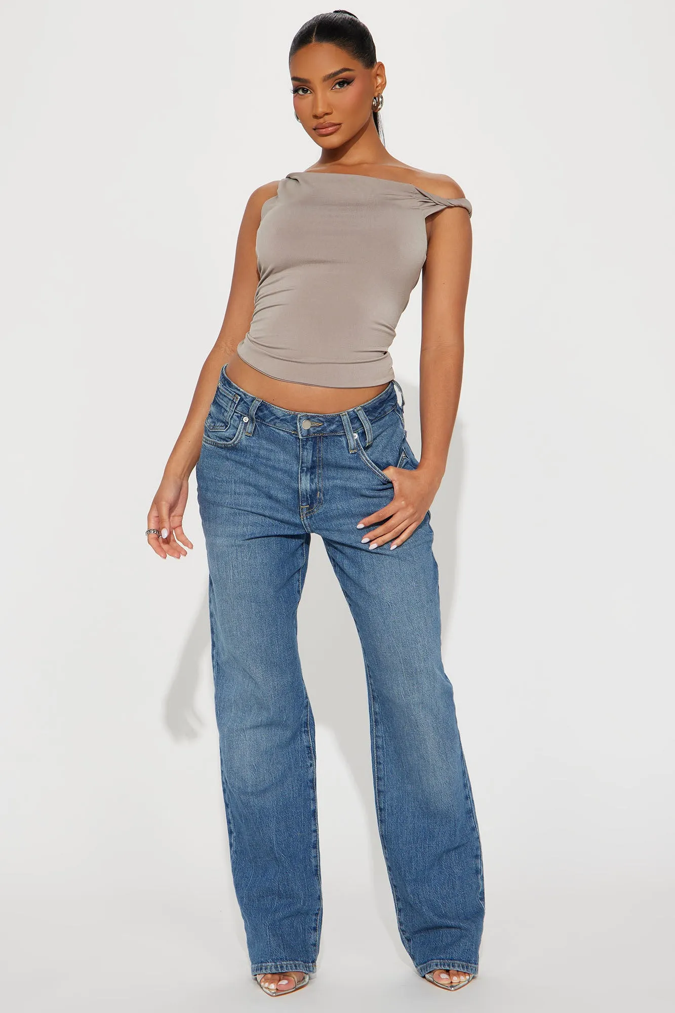 On Replay Twist Shoulder Top - Stone sold by Fashion Nova product image thumbnail 3