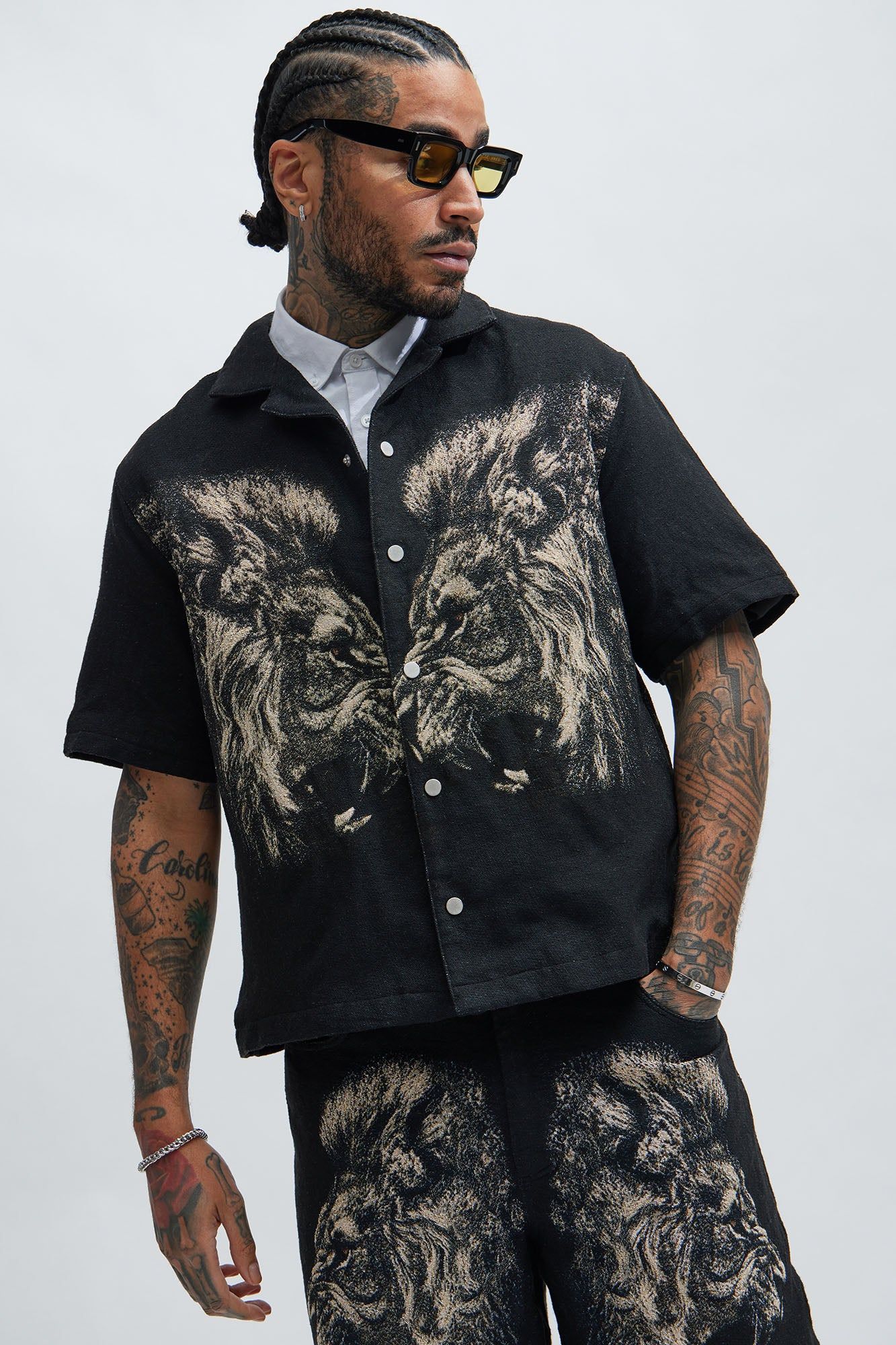 Armaros Tapestry Shirt - Black/combo sold by Fashion Nova