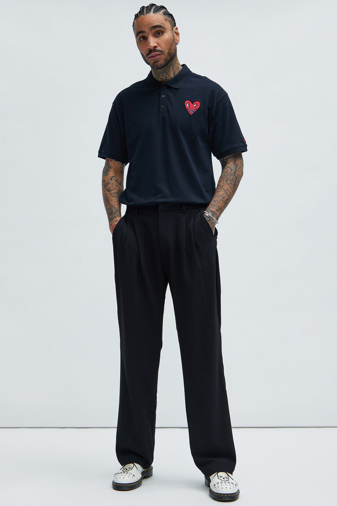 Keith Haring Heart Logo Short Sleeve Polo - Black sold by Fashion Nova product image thumbnail 2