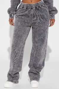 Good Vibes Washed Wide Leg Sweatpant - Grey/combo sold by Fashion Nova