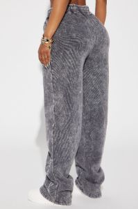 Good Vibes Washed Wide Leg Sweatpant - Grey/combo sold by Fashion Nova