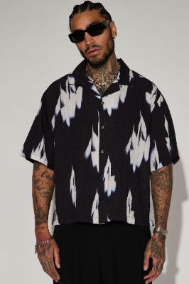 Blurred Out Button Up Shirt - Black sold by Fashion Nova