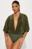 Mariah Plisse Bodysuit - Olive sold by Fashion Nova