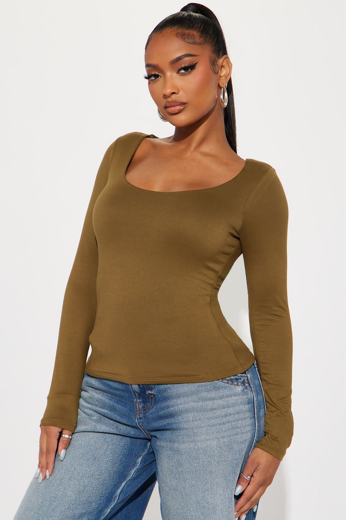 Kelly Double Lined Top - Olive sold by Fashion Nova