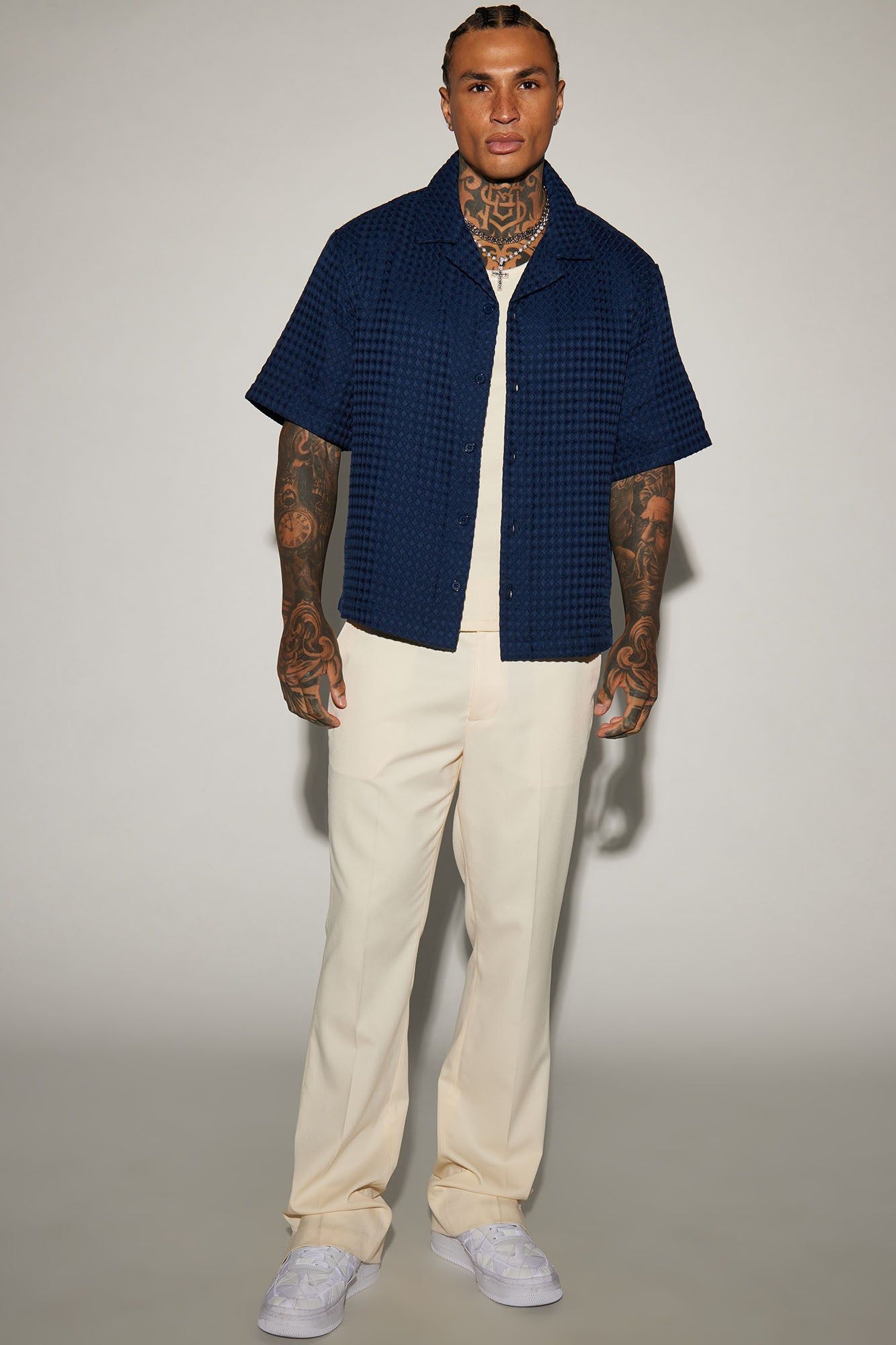 Waffle Knit Textured Button Up Shirt - Blue sold by Fashion Nova product image thumbnail 2