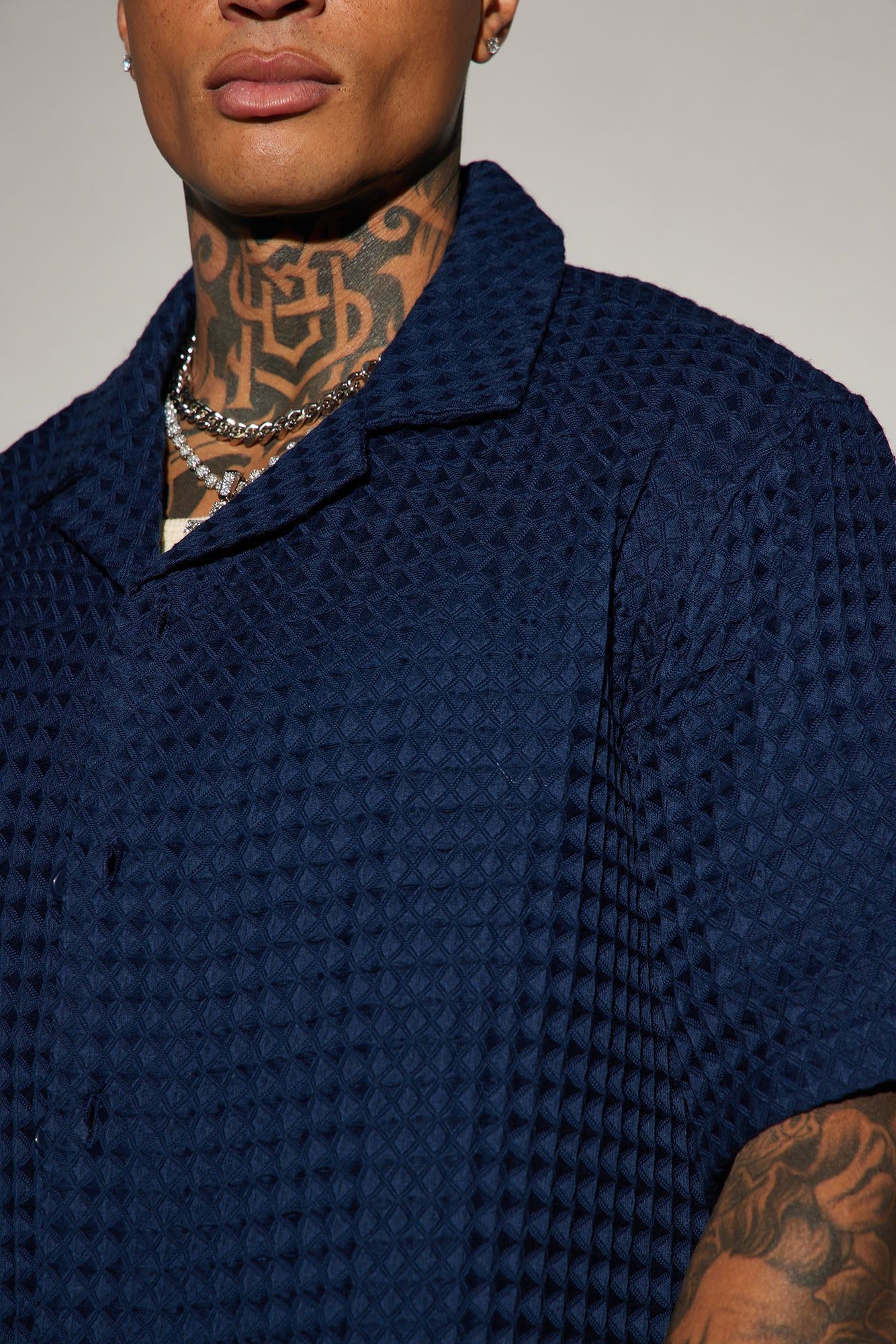 Waffle Knit Textured Button Up Shirt - Blue sold by Fashion Nova product image thumbnail 3