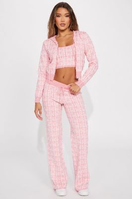 Got A Crush 3 Piece Pant Set - Pink/combo sold by Fashion Nova