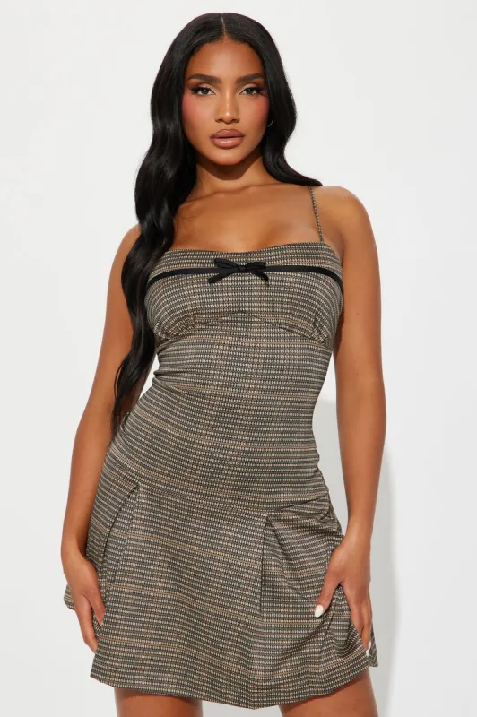 Nilly Plaid Mini Dress - Brown Combo sold by Fashion Nova