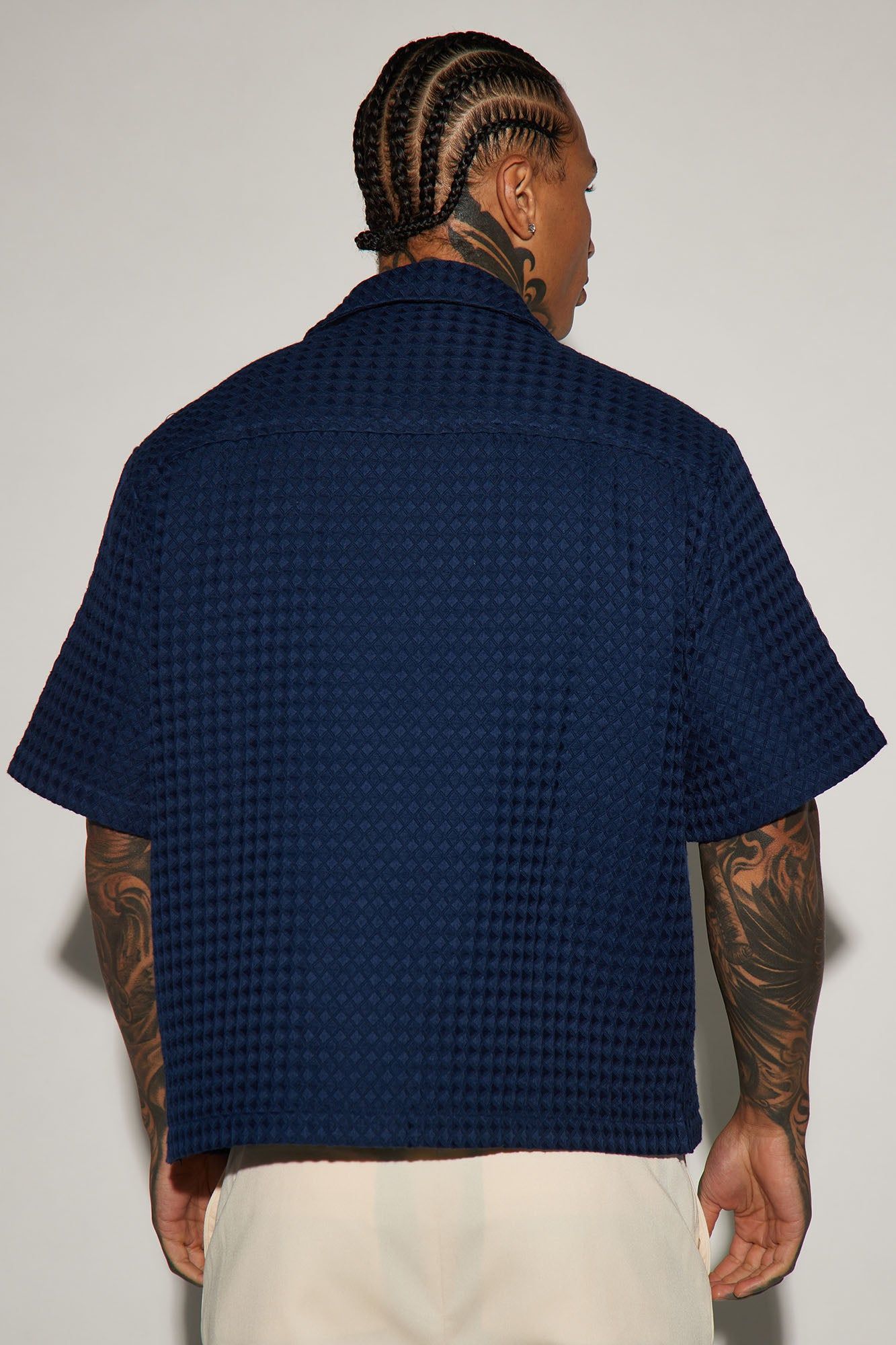 Waffle Knit Textured Button Up Shirt - Blue sold by Fashion Nova product image thumbnail 4