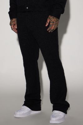 Jordan Textured Stacked Slim Flare Pants - Black sold by Fashion Nova