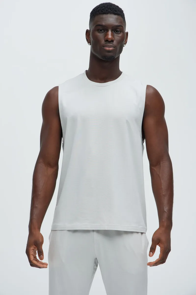 Essential Lounge Sleeveless Muscle Tee - Grey sold by Fashion Nova