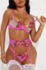 Dorina Lace Garter 3 Piece Set - Pink sold by Fashion Nova