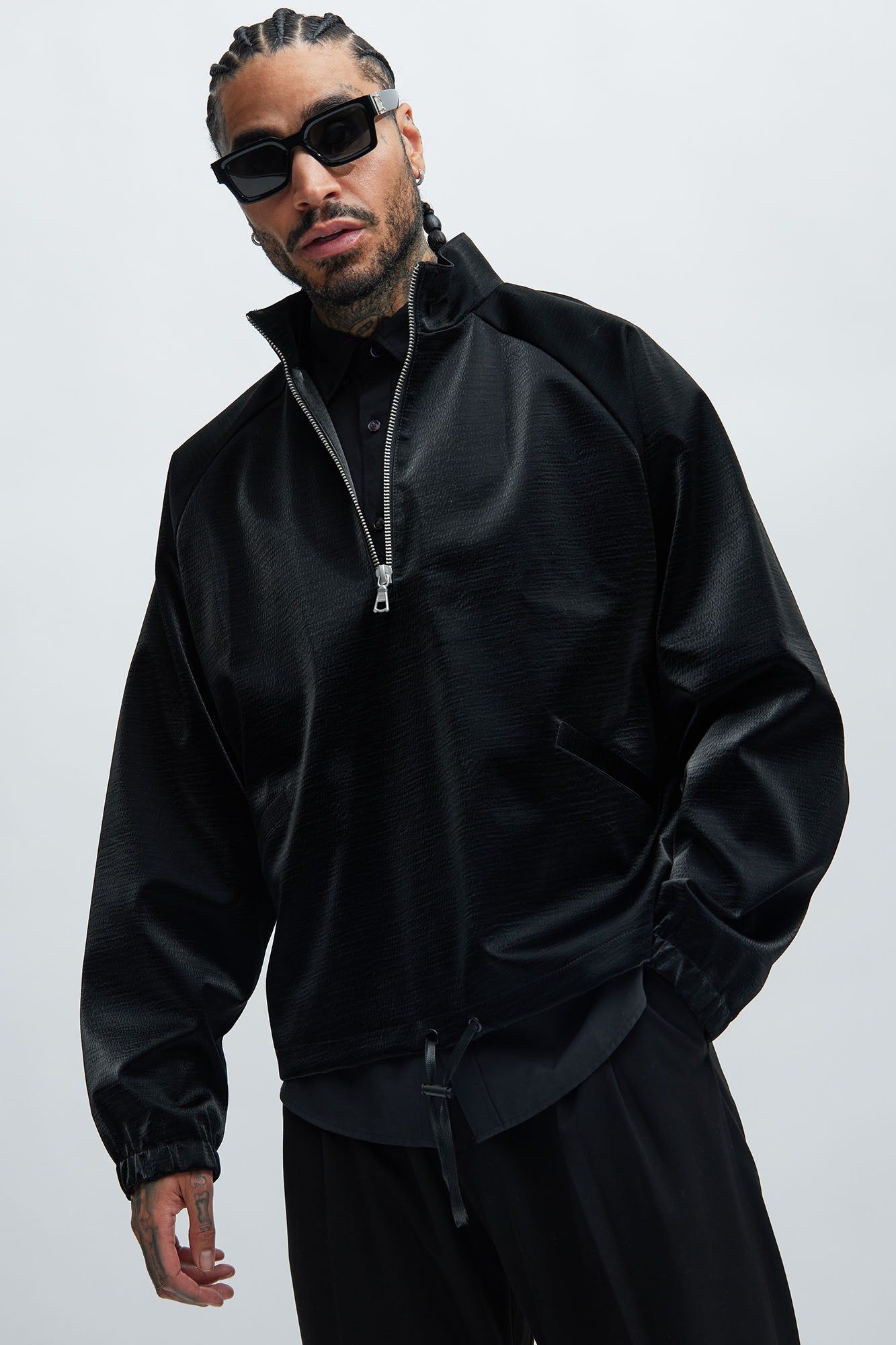 Keith Faux Leather Anorak Jacket - Black sold by Fashion Nova