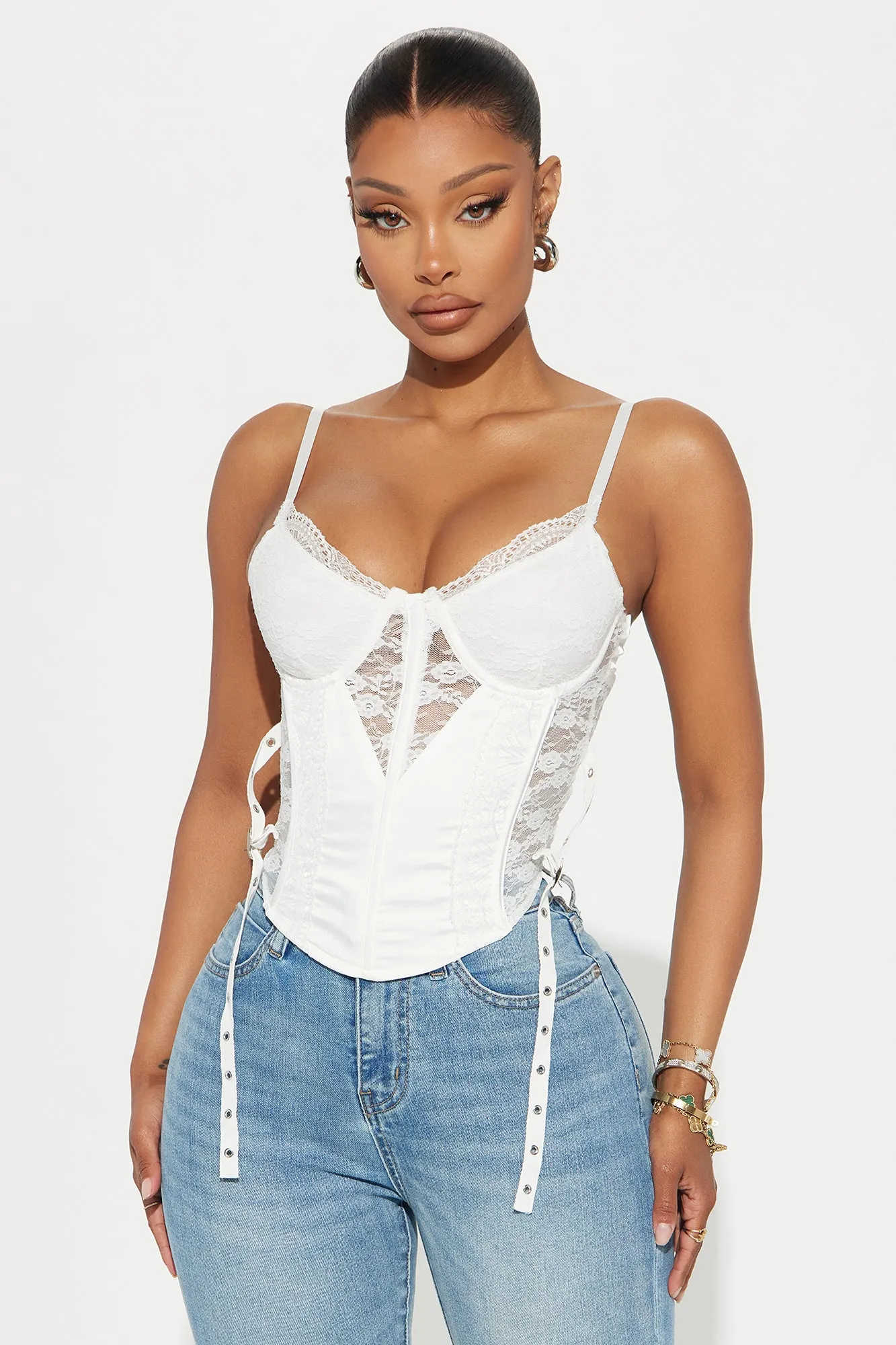 Only For Tonight Lace Corset Top - White sold by Fashion Nova