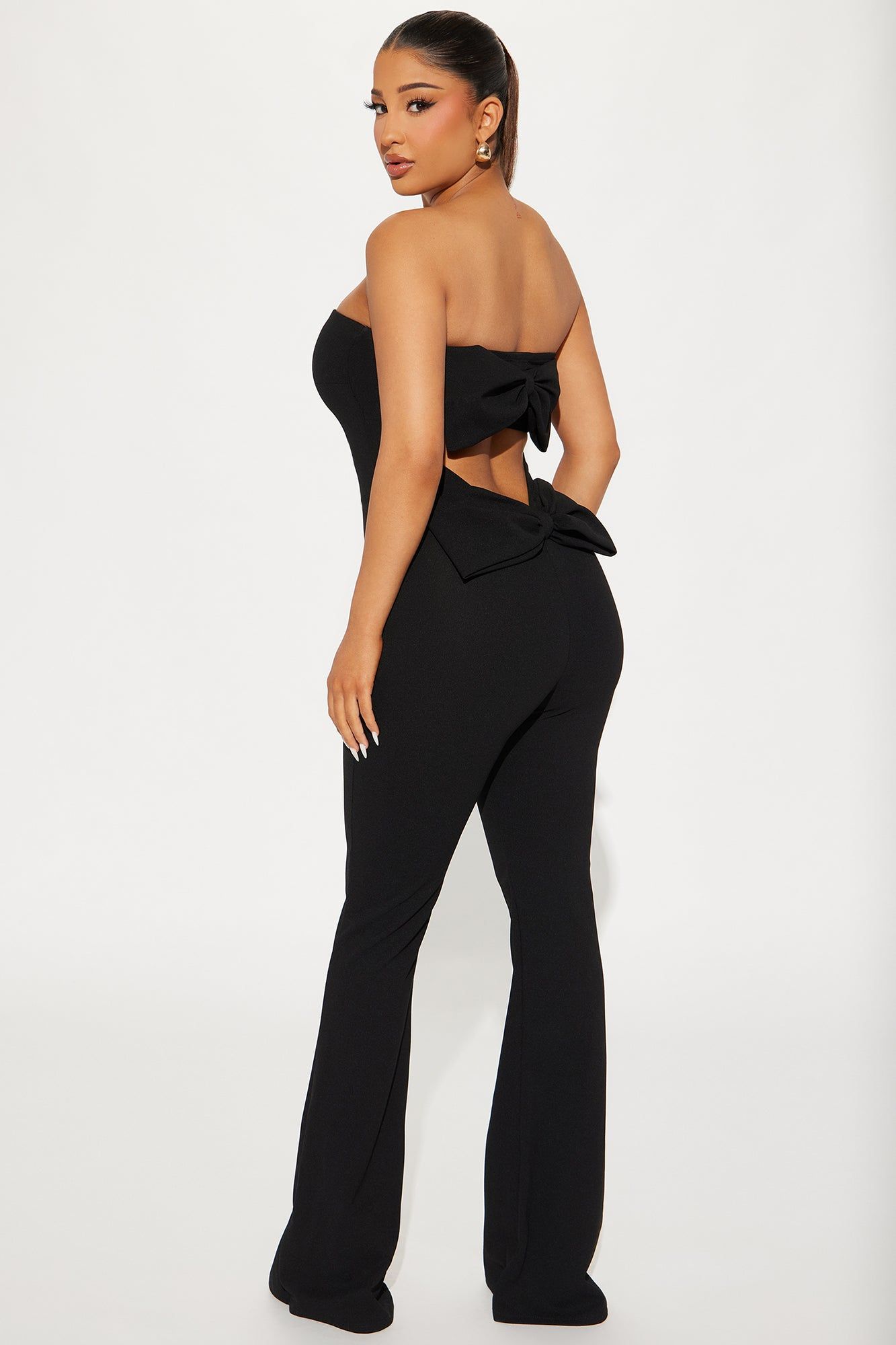 Bow Affair Jumpsuit - Black sold by Fashion Nova