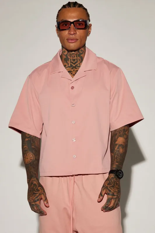 Milano Cropped Button Up Shirt - Mauve sold by Fashion Nova