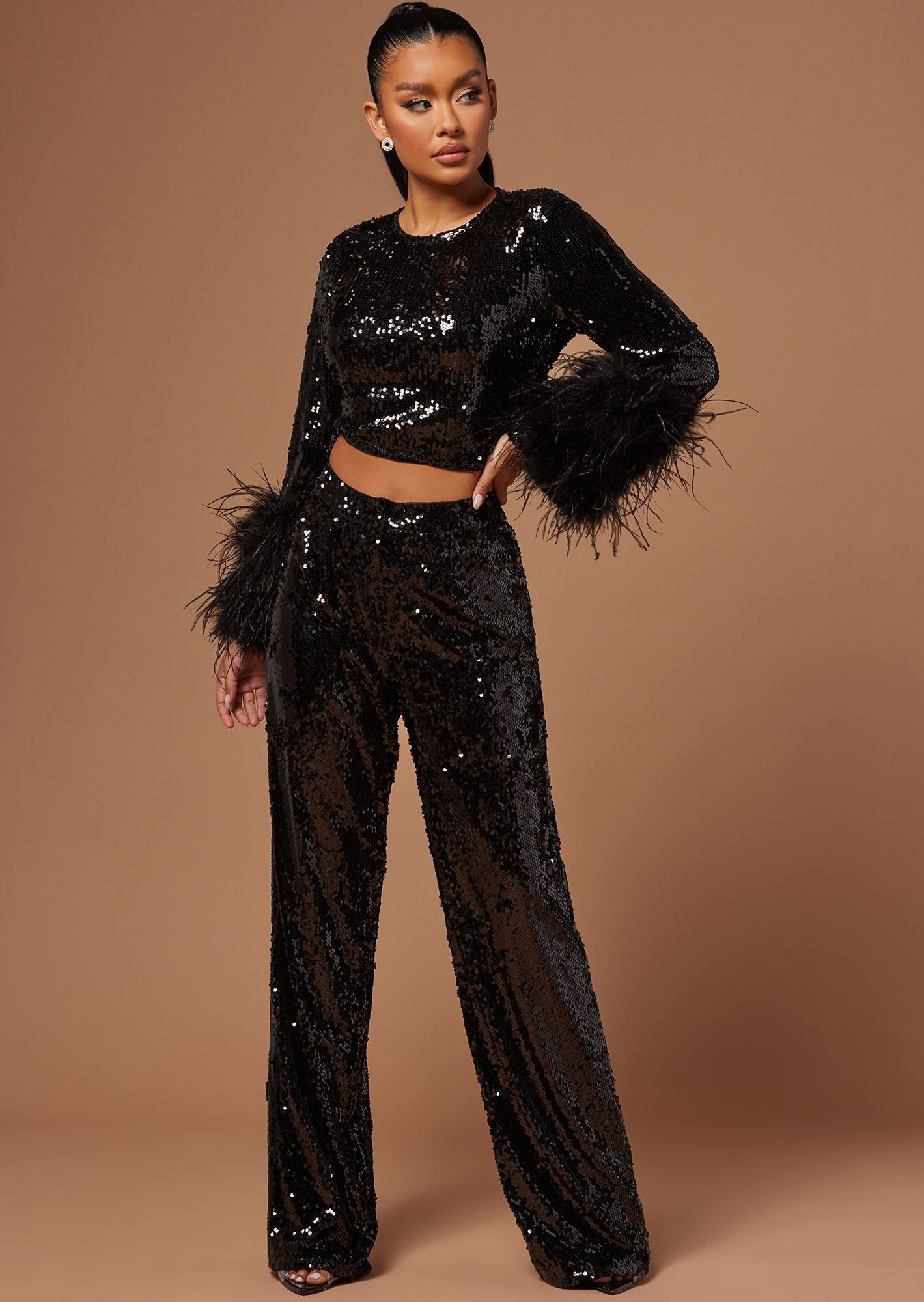 Sofia Sequin Crop Top - Black sold by Fashion Nova product image thumbnail 2