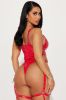 Secretly Naughty Vinyl Strappy Garter Teddy - Red sold by Fashion Nova