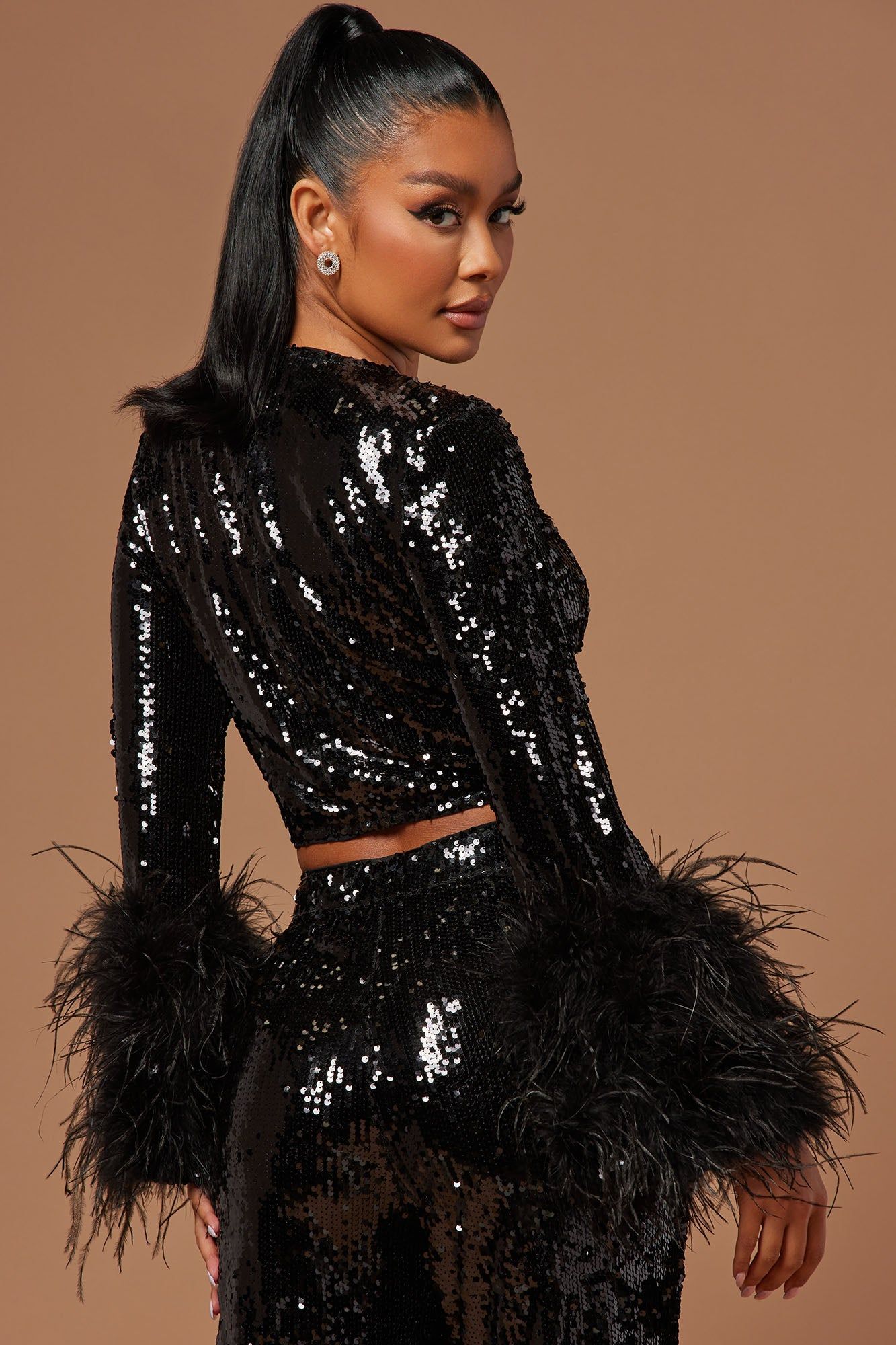 Sofia Sequin Crop Top - Black sold by Fashion Nova product image thumbnail 4