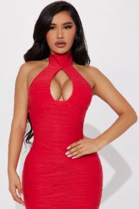 Clare Halter Midi Dress - Red sold by Fashion Nova