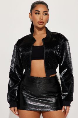Got High Standards Cropped Jacket - Black sold by Fashion Nova