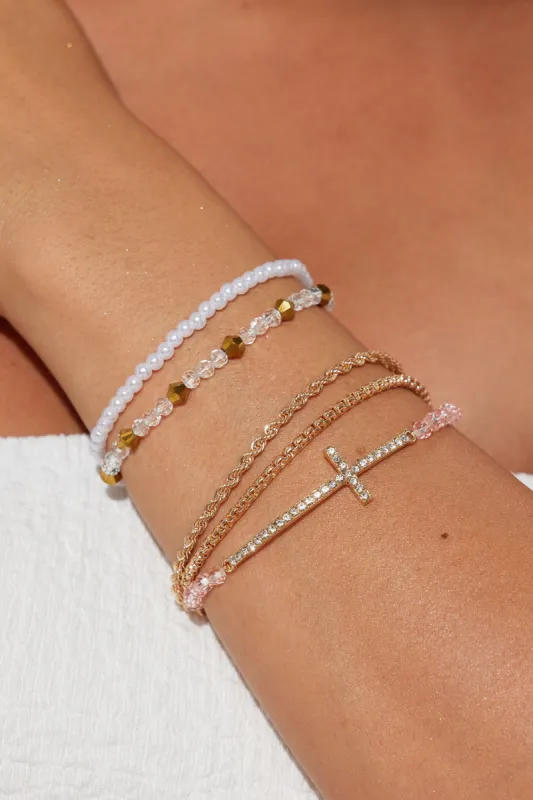 Elevated Elegance 5 Piece Bracelet Set - Gold sold by Fashion Nova