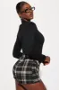 Wendy Plaid Skort Romper - Black/combo sold by Fashion Nova