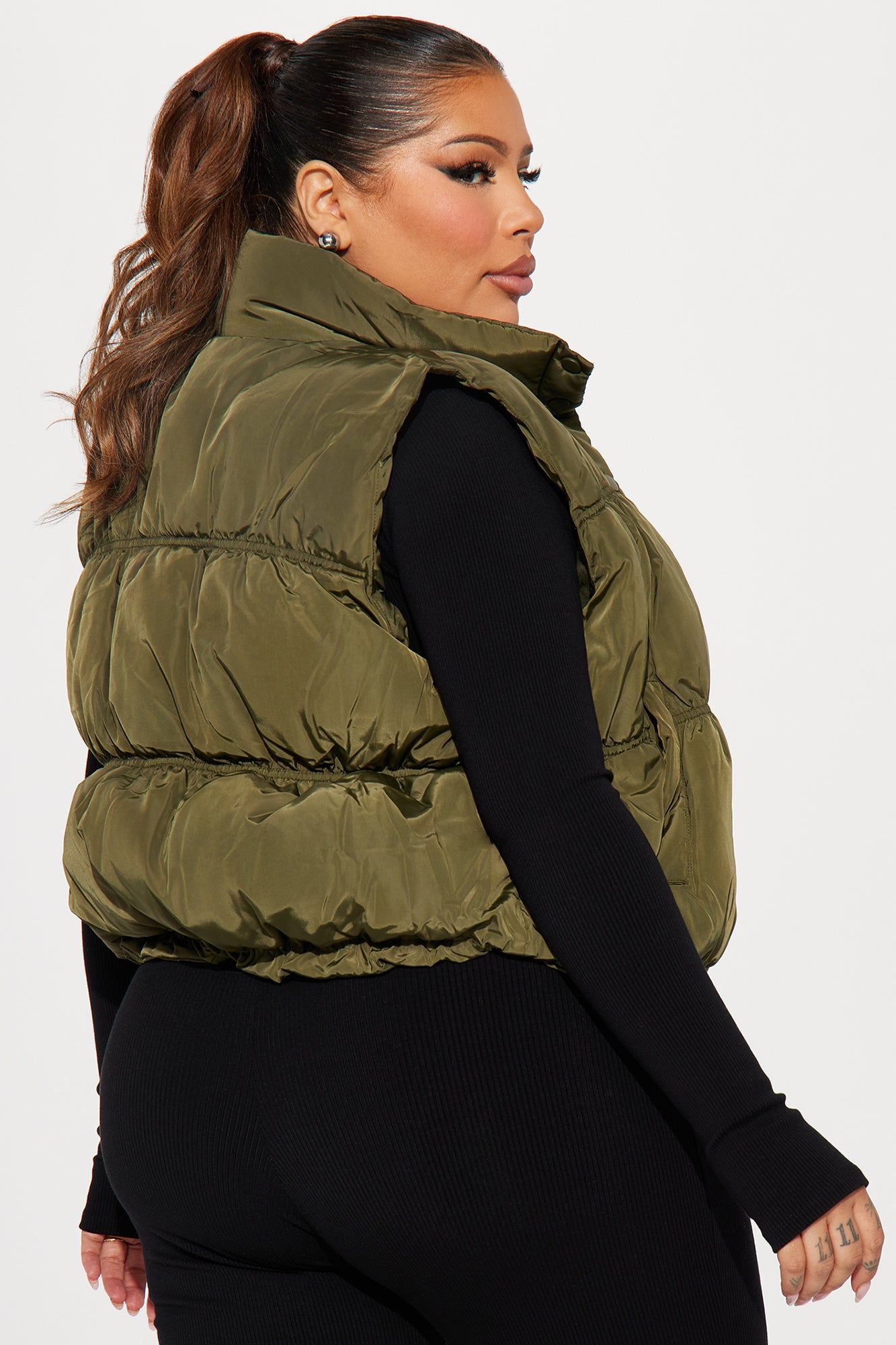 Stella Puffer Vest - Olive sold by Fashion Nova product image thumbnail 6