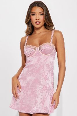 Lily Satin Mini Dress - Mauve sold by Fashion Nova