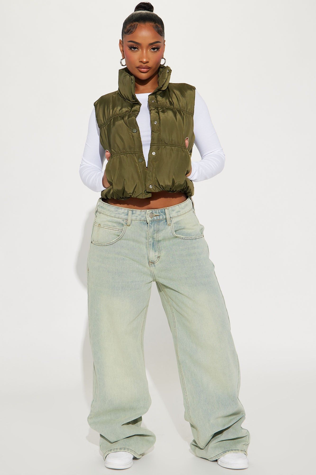 Stella Puffer Vest - Olive sold by Fashion Nova product image thumbnail 2