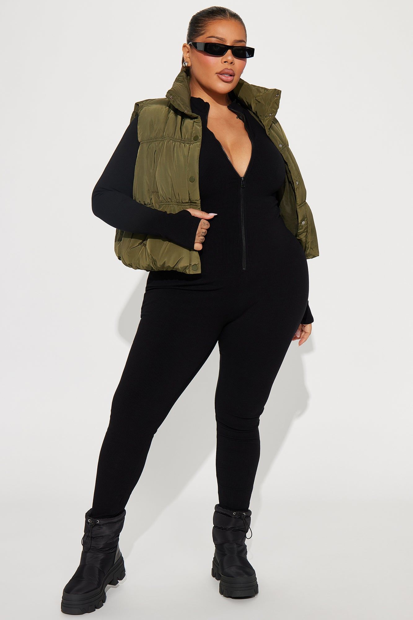 Stella Puffer Vest - Olive sold by Fashion Nova product image thumbnail 5