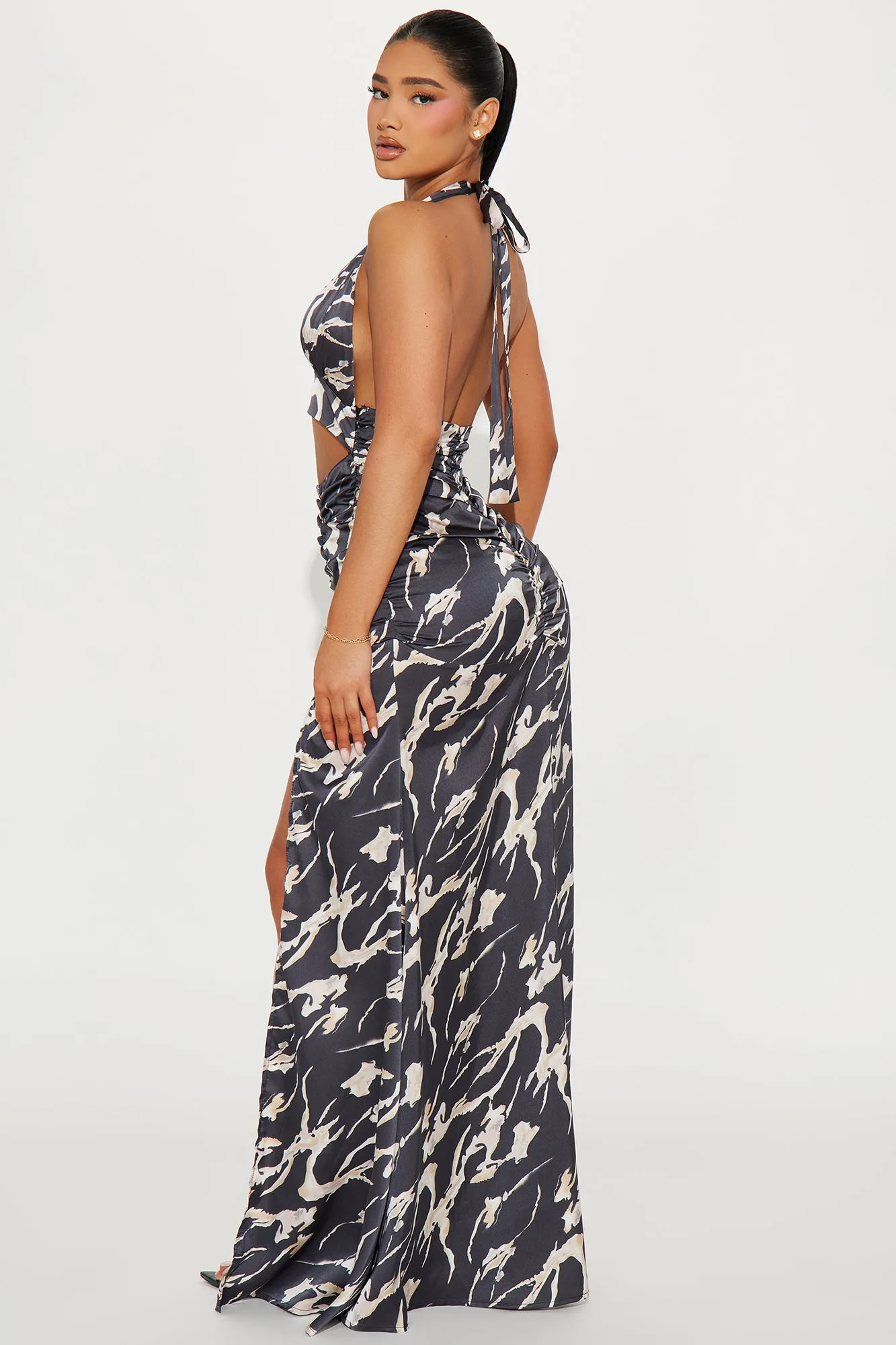 Looking For You Satin Maxi Dress - Black/combo sold by Fashion Nova product image thumbnail 3