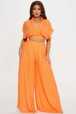 Mea Gauze Pant Set - Orange sold by Fashion Nova