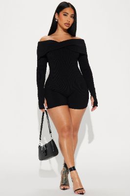 Nadia Snatched Romper - Black sold by Fashion Nova