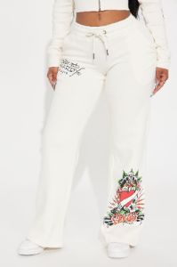 Ed Hardy Dragon Heart Pant - Ivory sold by Fashion Nova