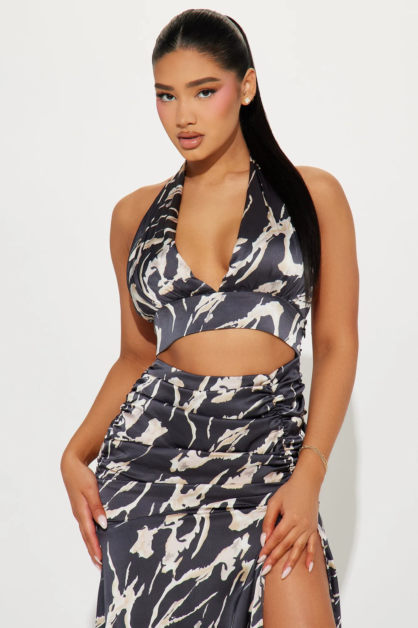 Looking For You Satin Maxi Dress - Black/combo sold by Fashion Nova product image thumbnail 2