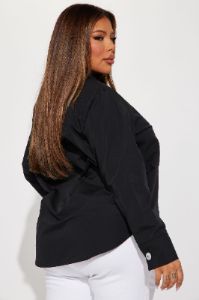 Manifesting Needs Poplin Shirt - Black sold by Fashion Nova