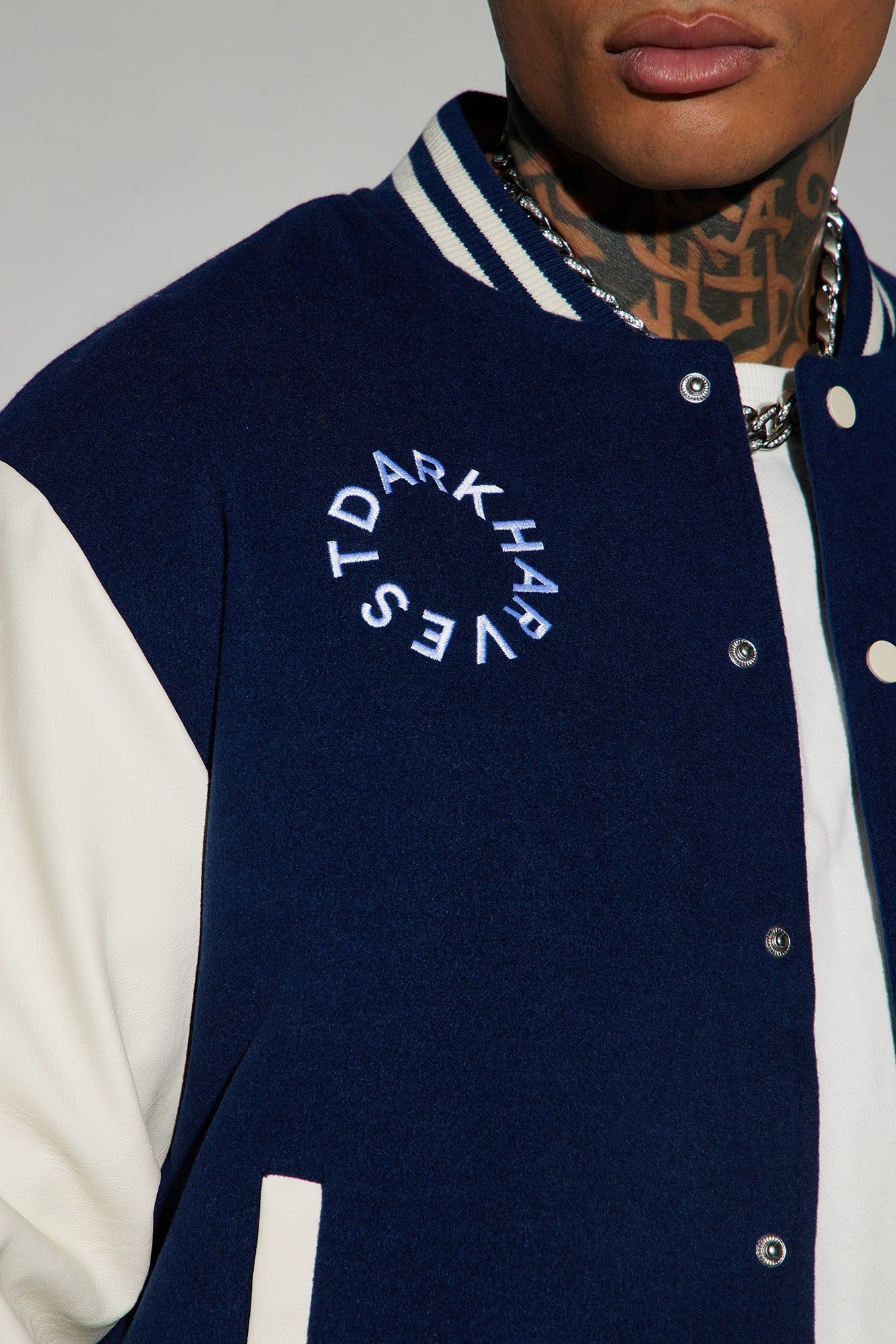 Dark Harvest Varsity Jacket - Navy sold by Fashion Nova product image thumbnail 4