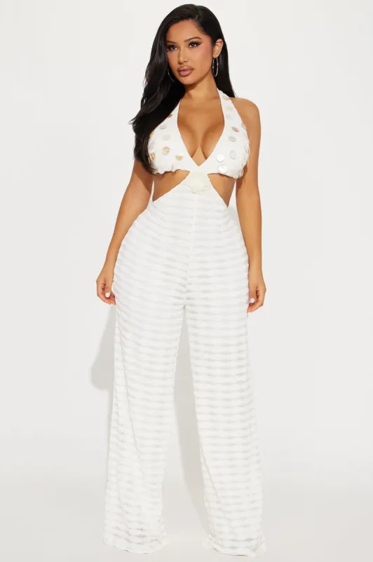 She Sells Seashells Crochet Jumpsuit - Off White sold by Fashion Nova