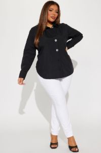 Manifesting Needs Poplin Shirt - Black sold by Fashion Nova